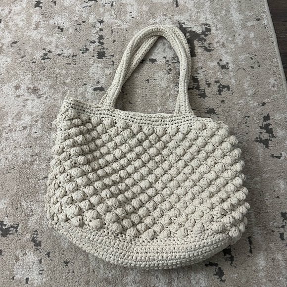 Zara Handbags - Zara Beige Knit Shoulder Bag